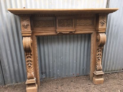 Original hand carved wooden mantle