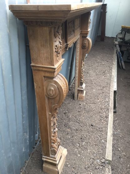 Original hand carved wooden mantle